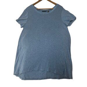 H By Halston Top Jersey Women's Large Blue Modal Blend Short Sleeve Top Round Ne